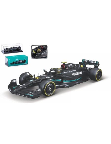 BBURAGO BU28028H MERCEDES F1 LEWIS HAMILTON 2023 W/HARD CASE 1:24 Modellino